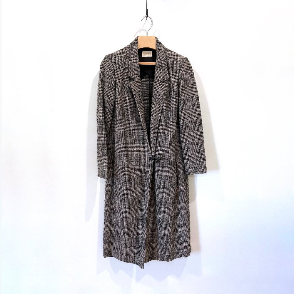 Textured Plaid Long Coat